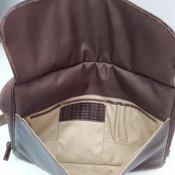 BOCONI Brown Pebbled Leather Business Brief Messenger Laptop Crossbody Bag